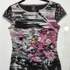 NWOT Sz M Abstract T-Shirt - Black Pink - ANAC